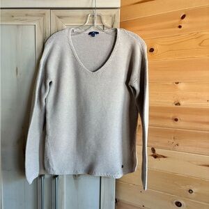 100% Cotton V-Neck Knit Sweater by Tom Tailor (Quality German Brand) in Beige